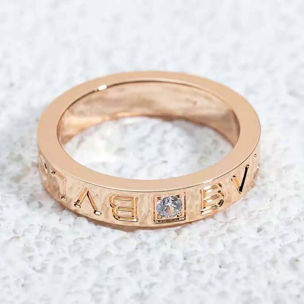Bvlgari Women Bvlgari Bvlgari Ring 18 KT Rose Gold Ring with Diamond-Gold - image 4