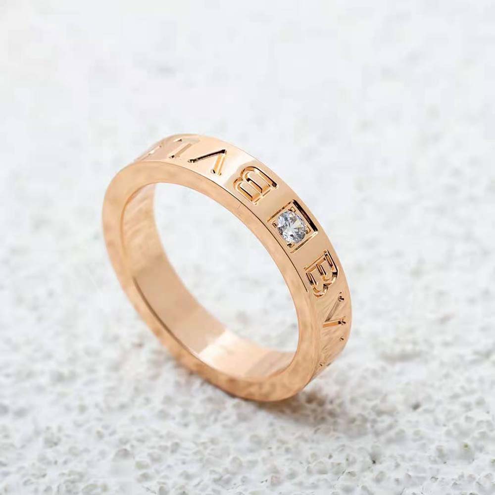 Bvlgari Women Bvlgari Bvlgari Ring 18 KT Rose Gold Ring with Diamond-Gold - image 9