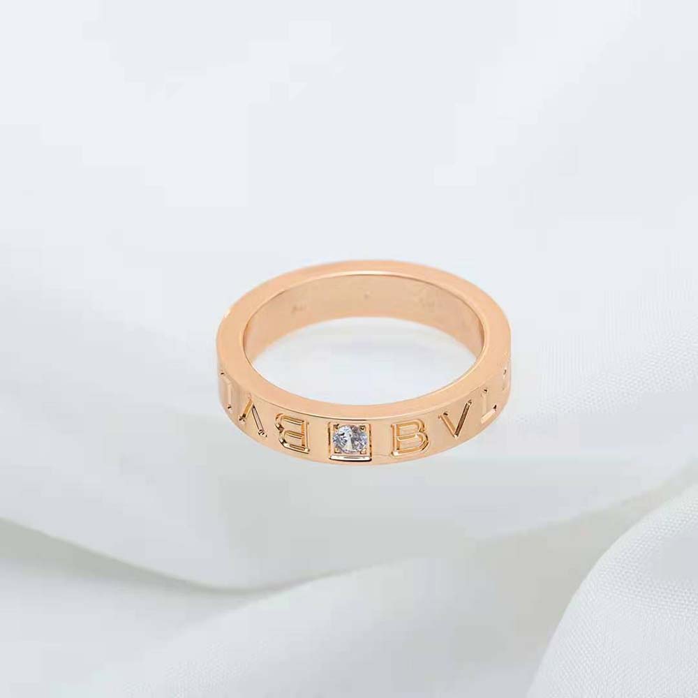 Bvlgari Women Bvlgari Bvlgari Ring 18 KT Rose Gold Ring with Diamond-Gold - image 8