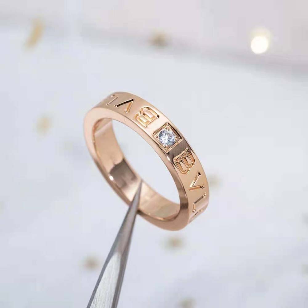 Bvlgari Women Bvlgari Bvlgari Ring 18 KT Rose Gold Ring with Diamond-Gold - image 10