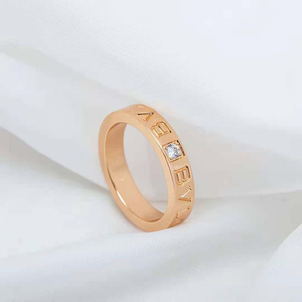 Bvlgari Women Bvlgari Bvlgari Ring 18 KT Rose Gold Ring with Diamond-Gold - image 7