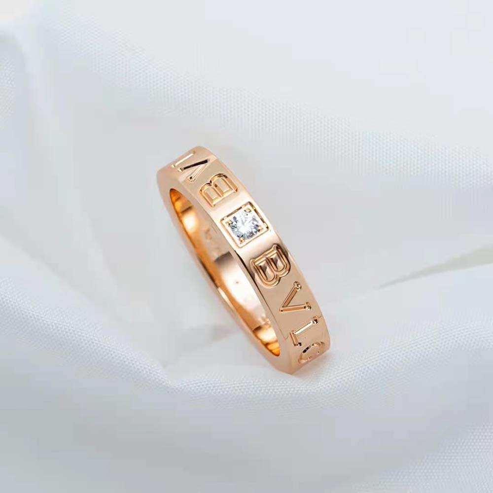 Bvlgari Women Bvlgari Bvlgari Ring 18 KT Rose Gold Ring with Diamond-Gold - image 6