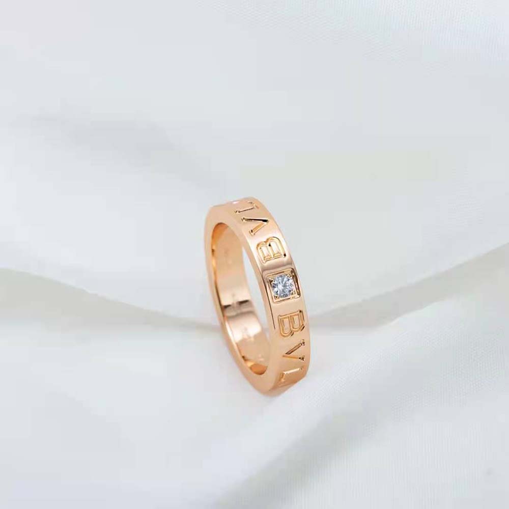 Bvlgari Women Bvlgari Bvlgari Ring 18 KT Rose Gold Ring with Diamond-Gold - image 5