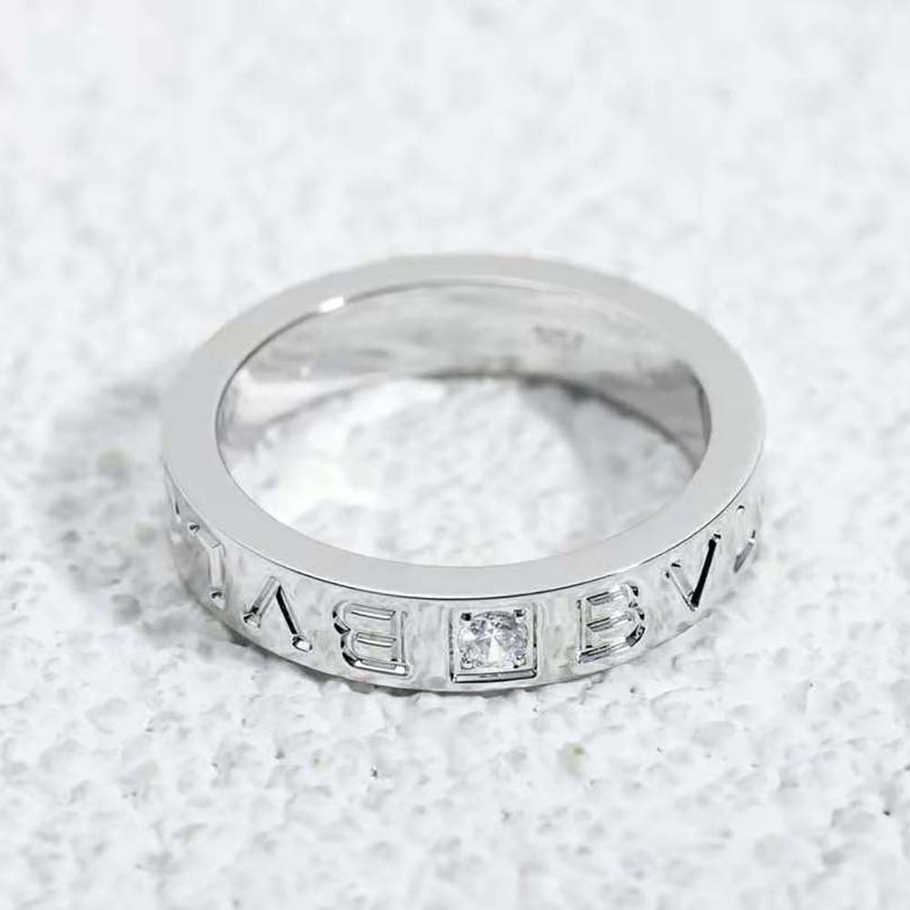 Bvlgari Women Bvlgari Bvlgari Ring 18 KT Rose Gold Ring with Diamond-Silver - image 4