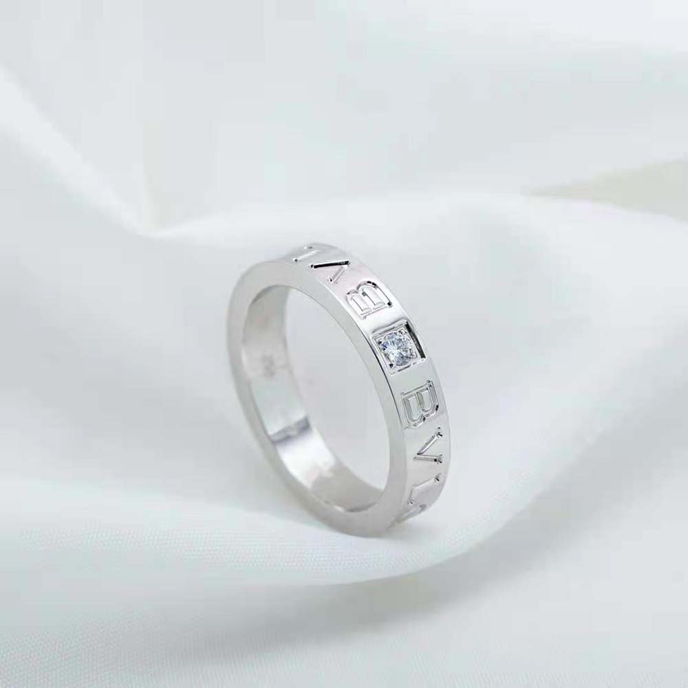Top view of Bvlgari Women Bvlgari Bvlgari Ring with silver band