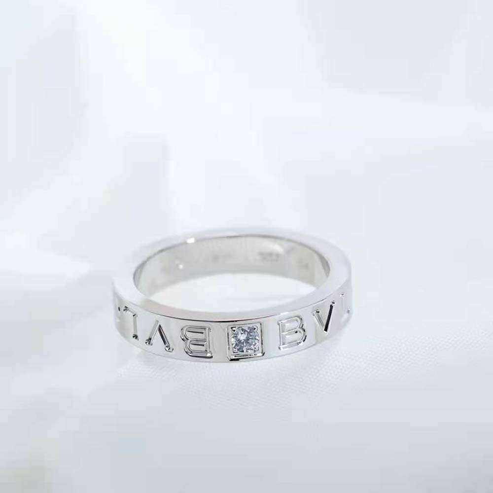Bvlgari Women Bvlgari Bvlgari Ring 18 KT Rose Gold Ring with Diamond-Silver - image 9