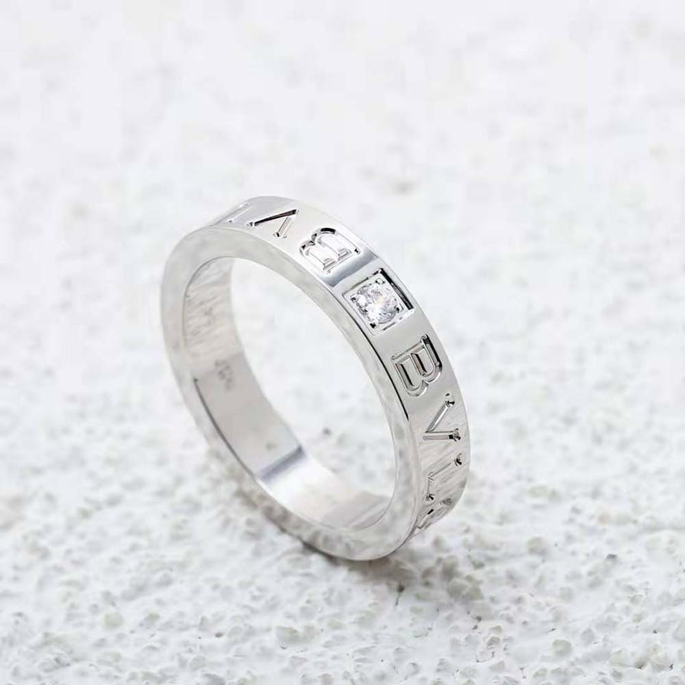 Bvlgari Women Bvlgari Bvlgari Ring 18 KT Rose Gold Ring with Diamond-Silver - image 5