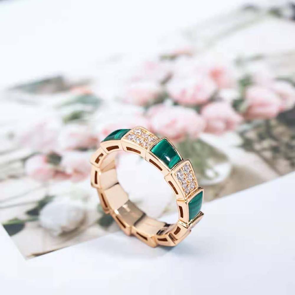 Side angle showing serpent coil detail on Bvlgari Women Serpenti Viper Band Ring