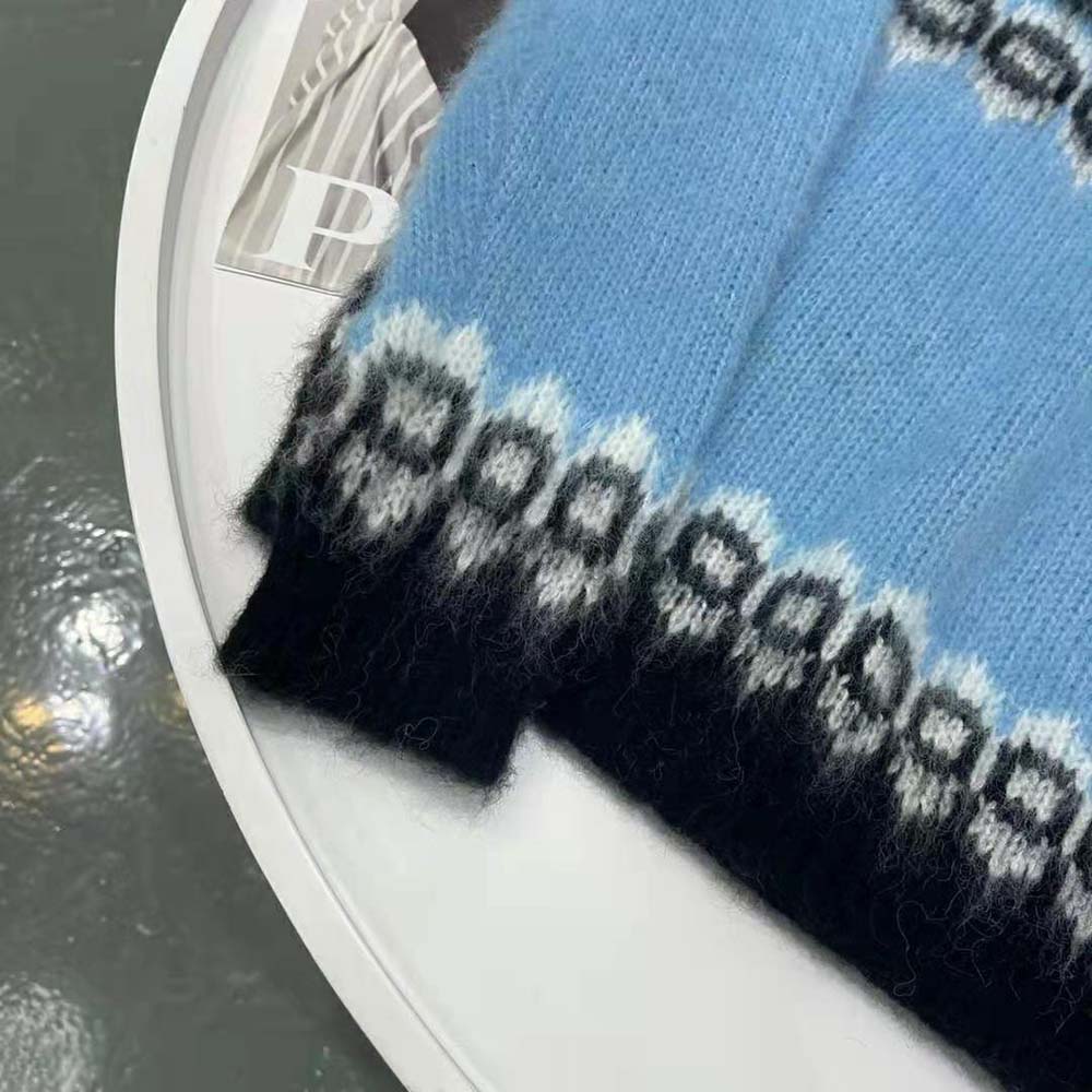 Celine Women Brushed Wool Crew-Neck Sweater with Fair Isle Detail - image 6