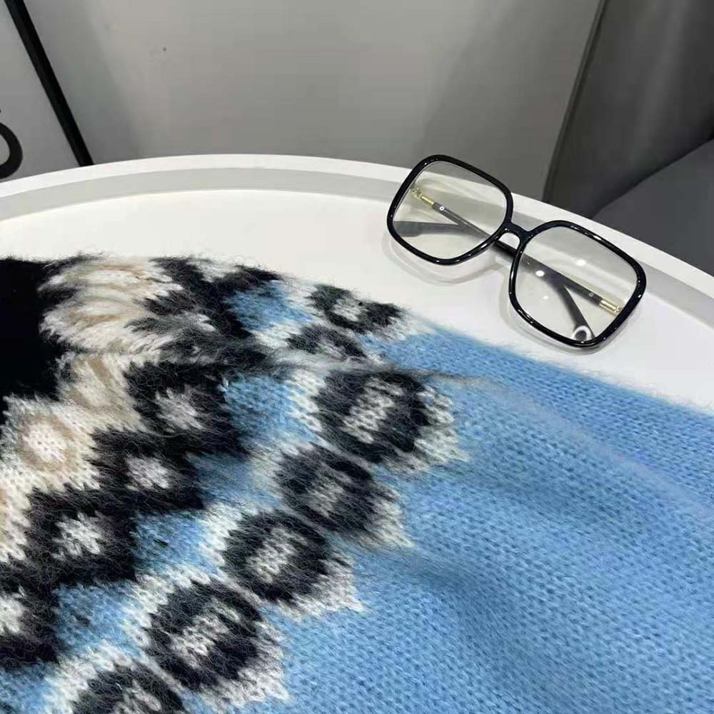 Celine Women Brushed Wool Crew-Neck Sweater with Fair Isle Detail - image 9