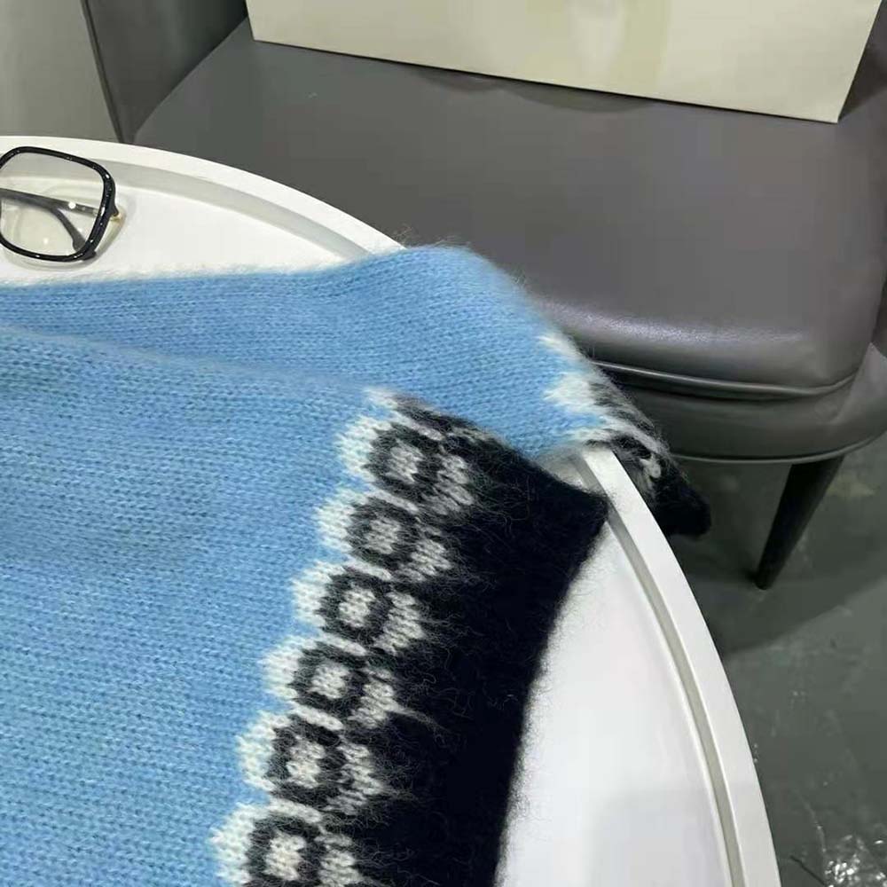 Celine Women Brushed Wool Crew-Neck Sweater with Fair Isle Detail - image 8