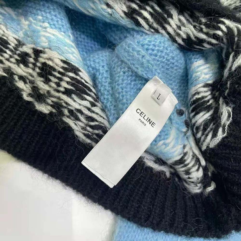 Celine Women Brushed Wool Crew-Neck Sweater with Fair Isle Detail - image 10