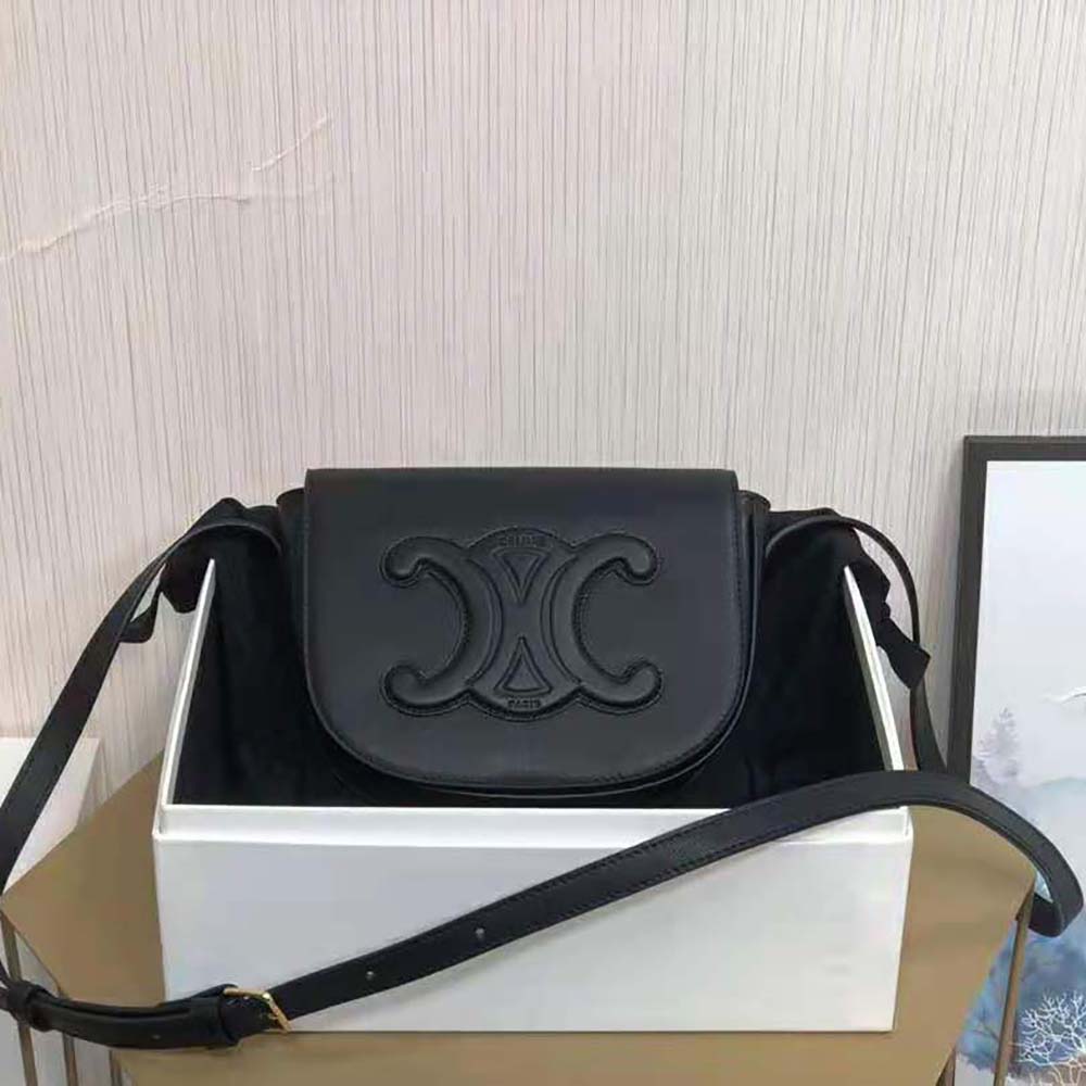 Celine Women Folco Cuir Triomphe in Smooth Calfskin-Black - image 2