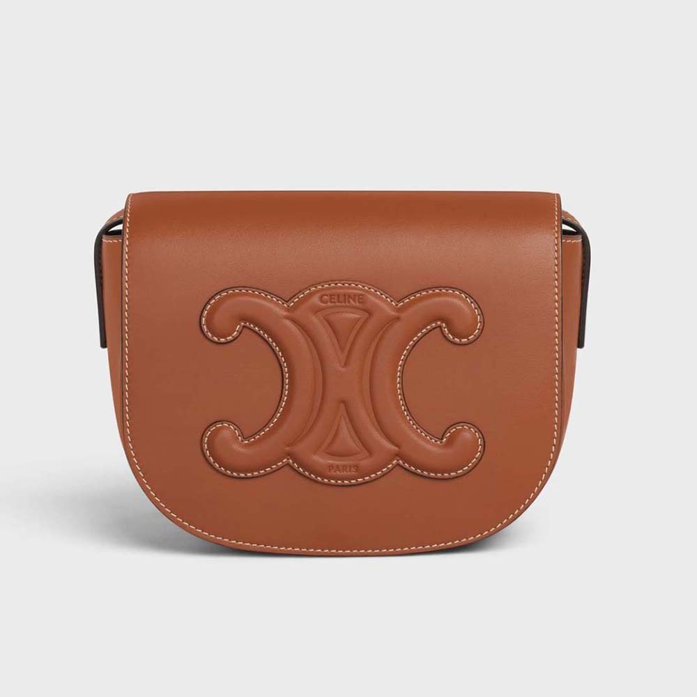 Celine Women Folco Cuir Triomphe in Smooth Calfskin-Brown - image 1