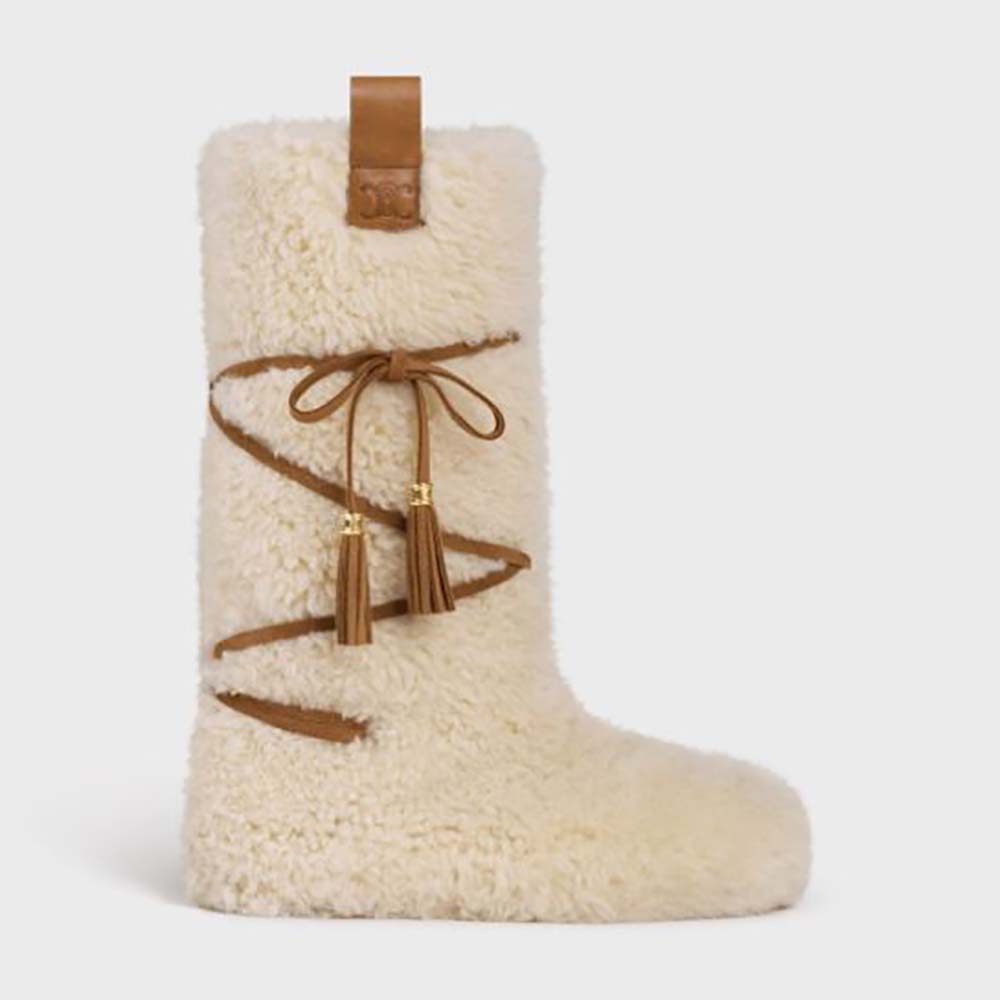 Celine Women Fur Laced-up Fur Boot in Shearling - image 1