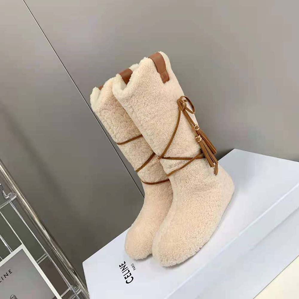 Celine Women Fur Laced-up Fur Boot in Shearling - image 3