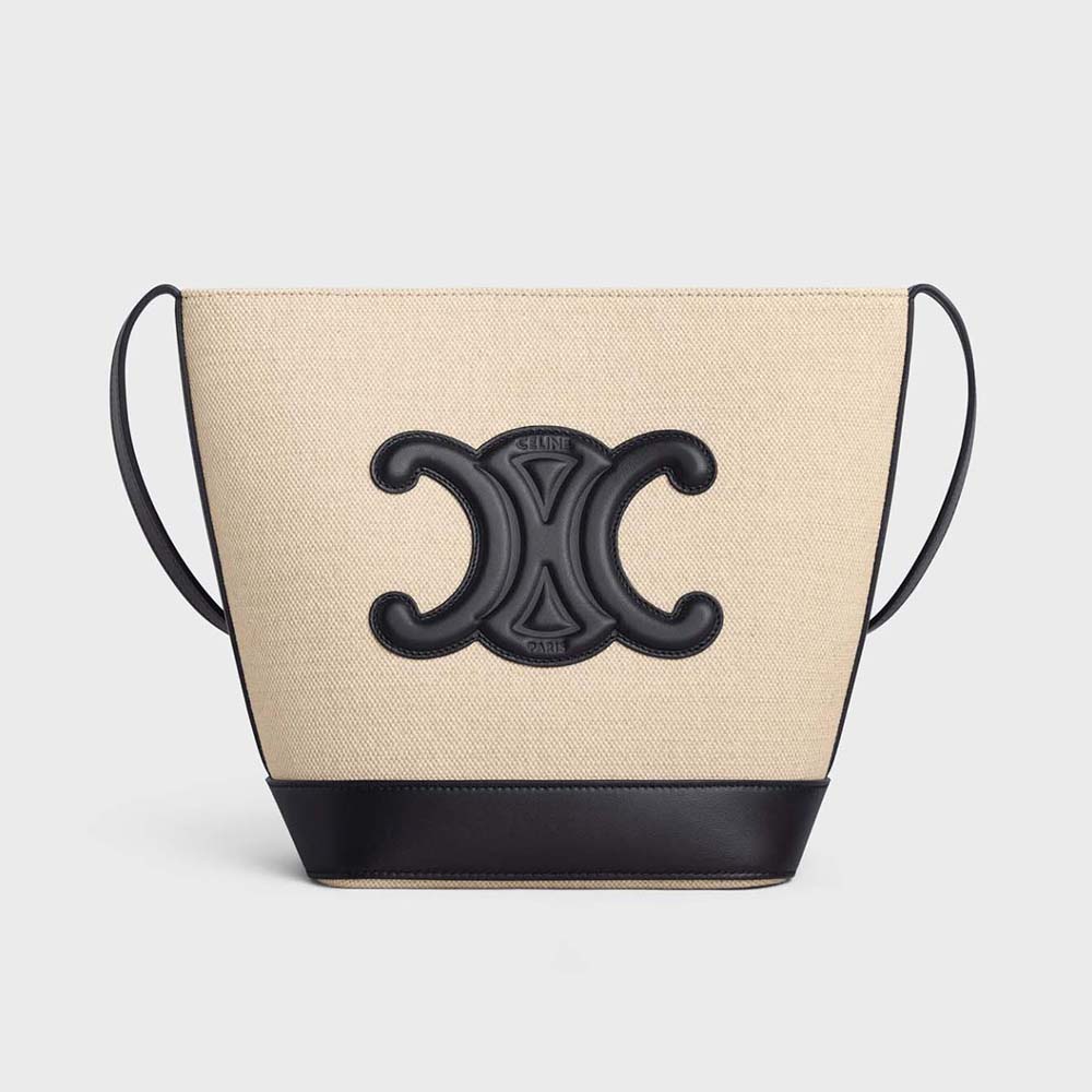 Celine Women Small Bucket Cuir Triomphe in Textile and Calfskin - image 1