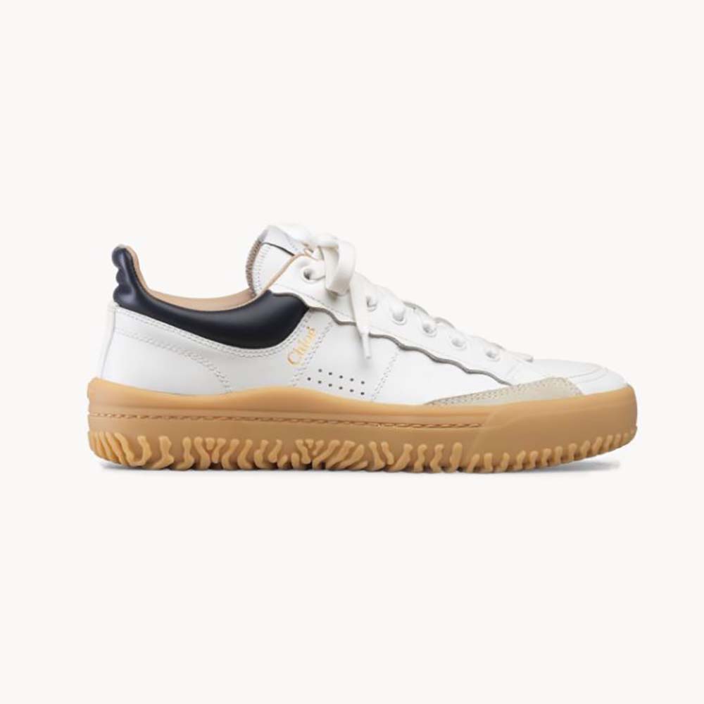 Side view of Chloe Women Franckie Low-Top Sneaker in Smooth Calfskin-Black