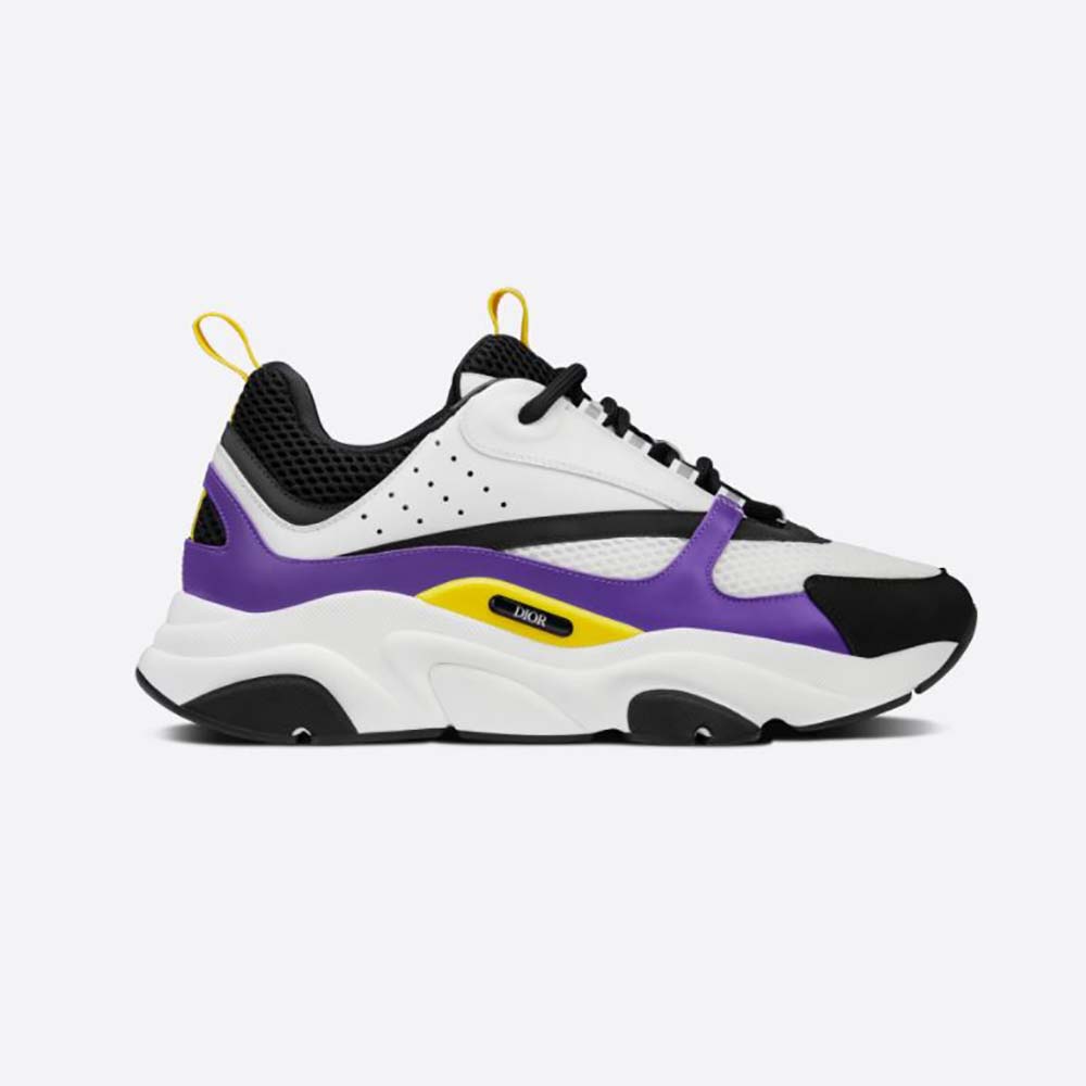 Side view of Dior Men B22 Sneaker Violet and White Calfskin