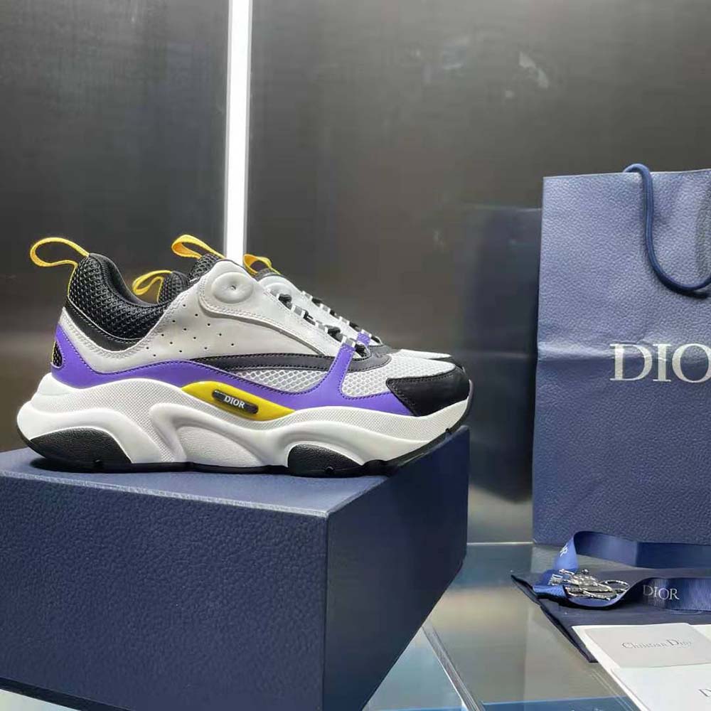 Dior Men B22 Sneaker Violet and White Calfskin with White and Black Technical Mesh - image 5