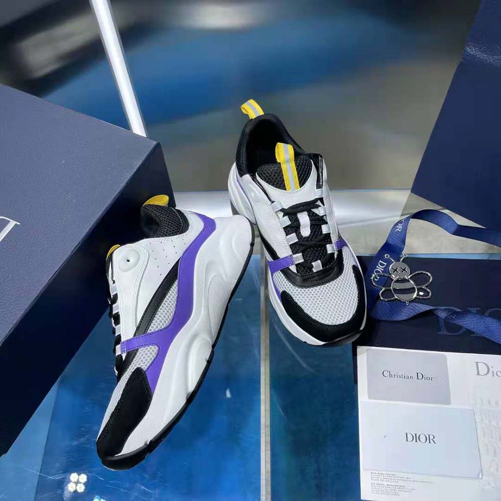 Dior Men B22 Sneaker Violet and White Calfskin with White and Black Technical Mesh - image 7