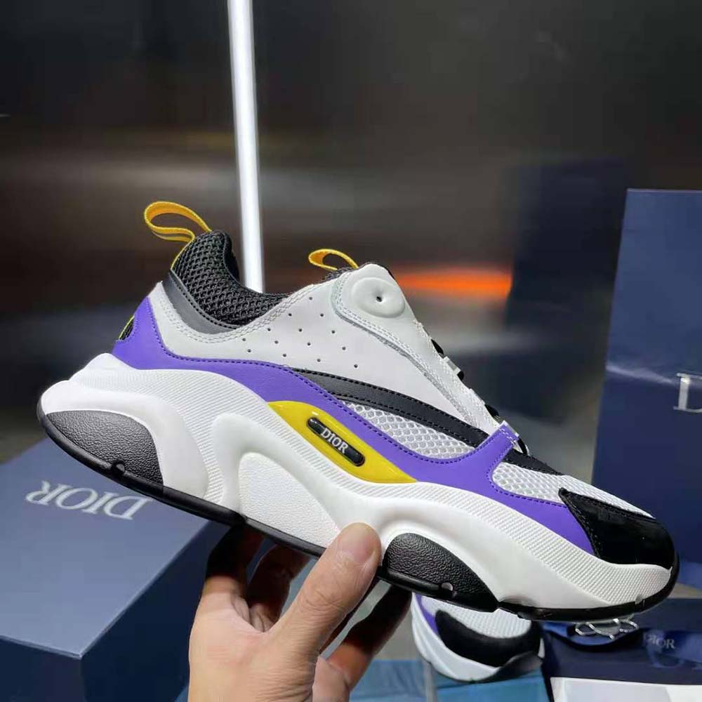 Dior Men B22 Sneaker Violet and White Calfskin with White and Black Technical Mesh - image 6