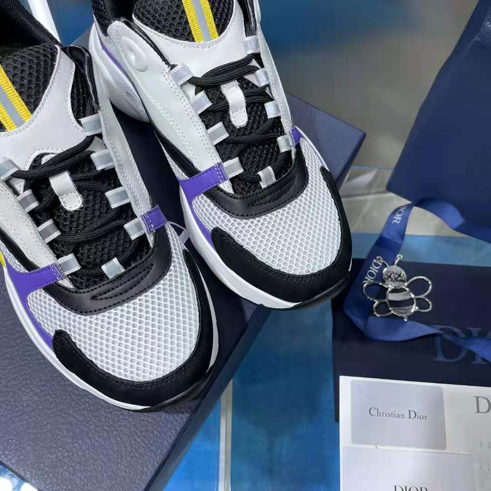 Dior Men B22 Sneaker Violet and White Calfskin with White and Black Technical Mesh - image 9