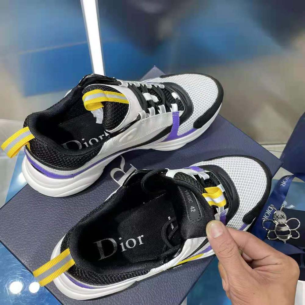 Dior Men B22 Sneaker Violet and White Calfskin with White and Black Technical Mesh - image 8