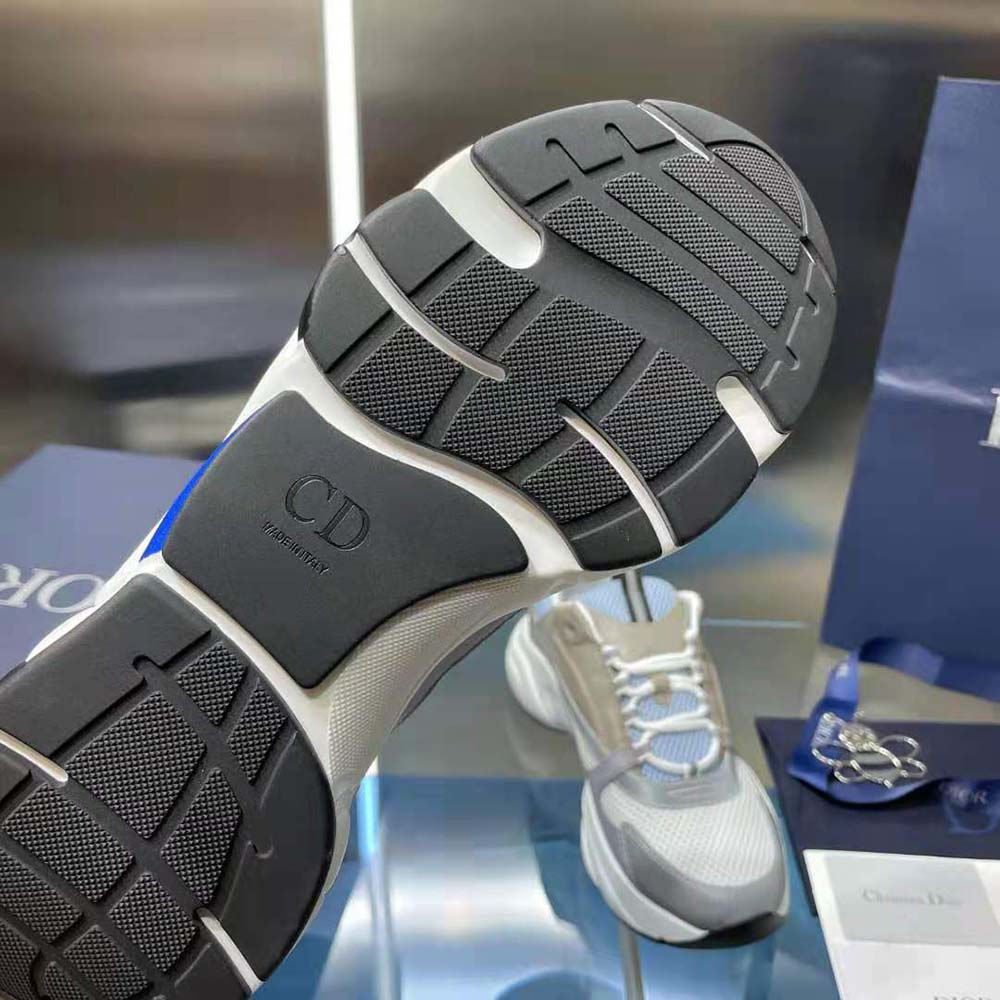Dior Men B22 Sneaker White and Blue Technical Mesh and Gray Calfskin - image 10