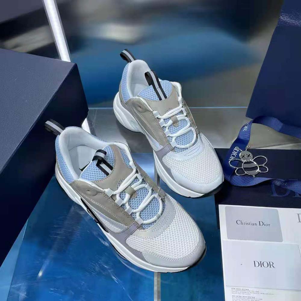Dior Men B22 Sneaker White and Blue Technical Mesh and Gray Calfskin - image 5