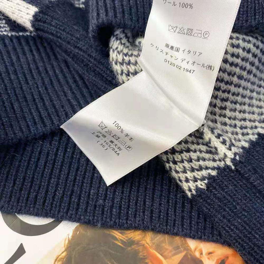 Dior Men Oblique Sweater with Tartan Motif Gray Wool Jacquard - image 10