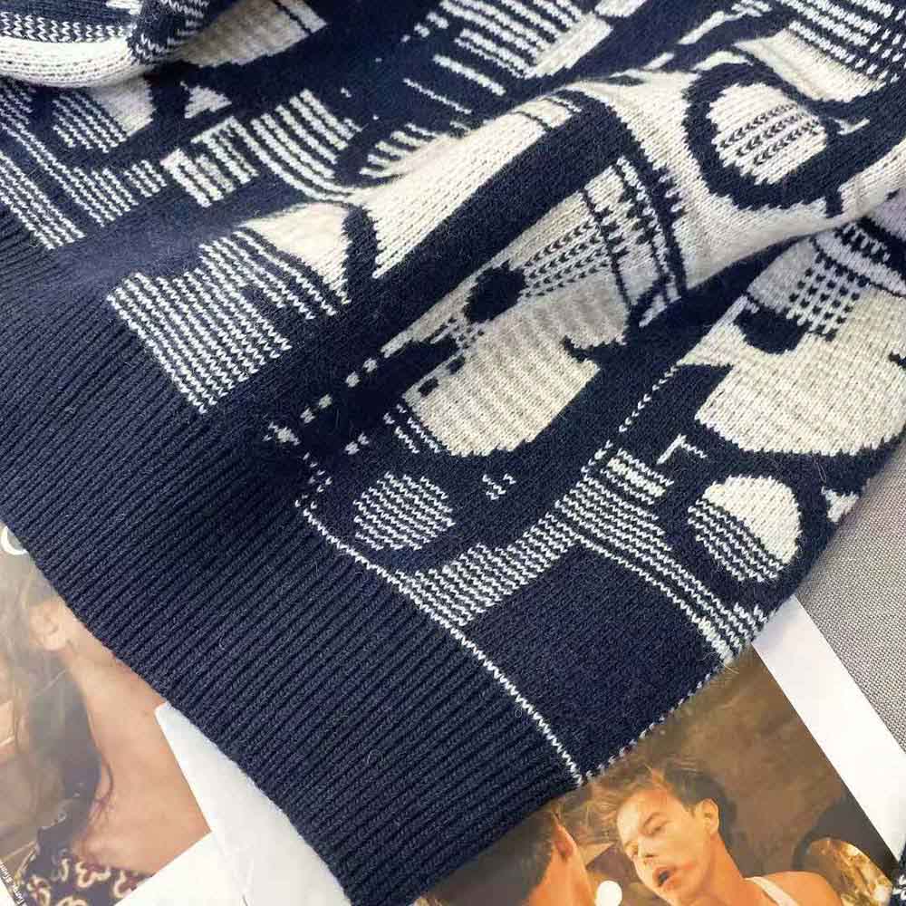 Dior Men Oblique Sweater with Tartan Motif Gray Wool Jacquard - image 9