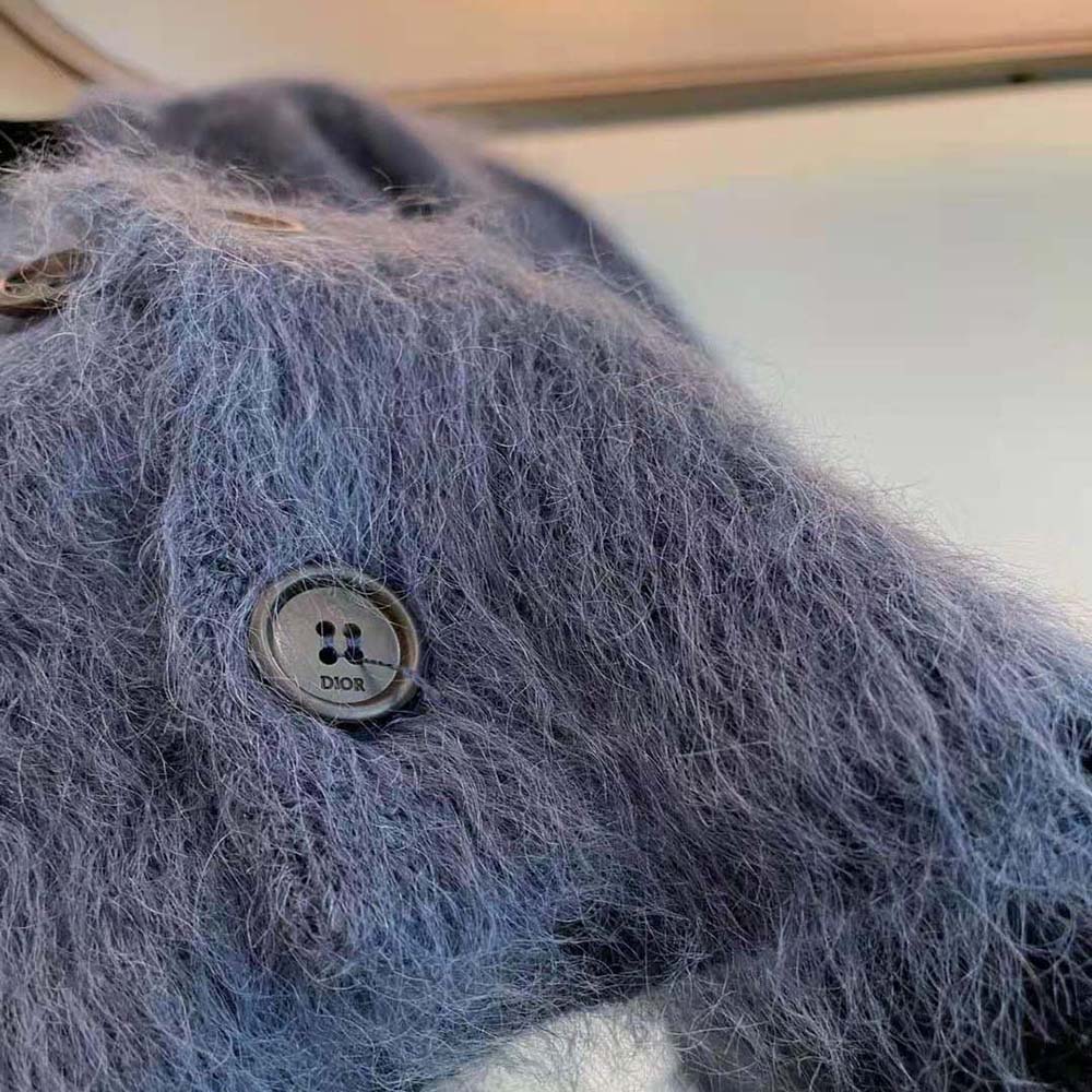 Dior Men Peter Doig Cardigan Blue Technical Mohair and Wool Brushed Jersey - image 8