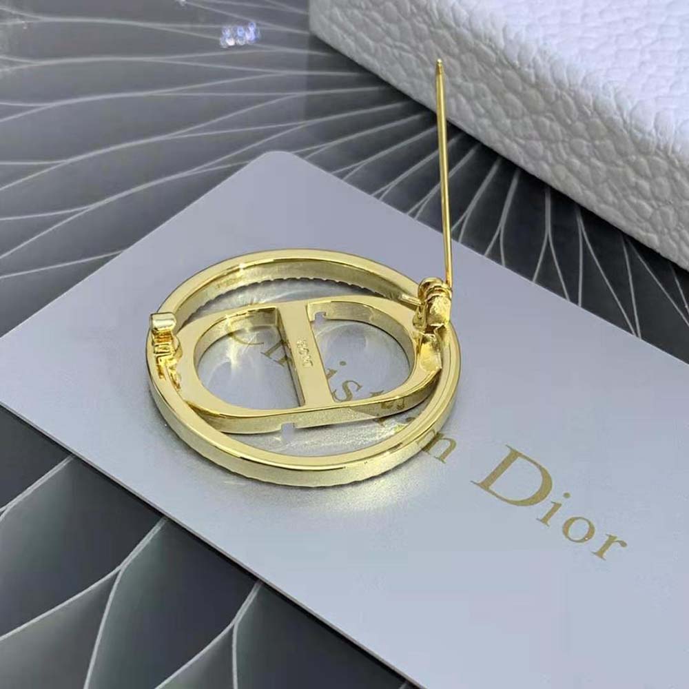 Dior Women 30 Montaigne Brooch Gold-Finish Metal and White Crystals - image 4