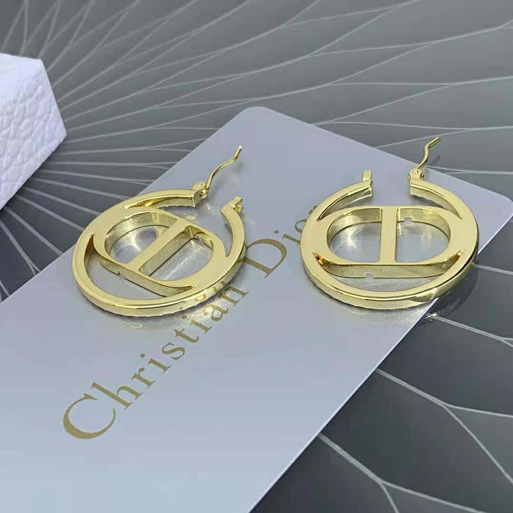 Dior Women 30 Montaigne Earrings Gold-Finish Metal and White Crystals - image 4