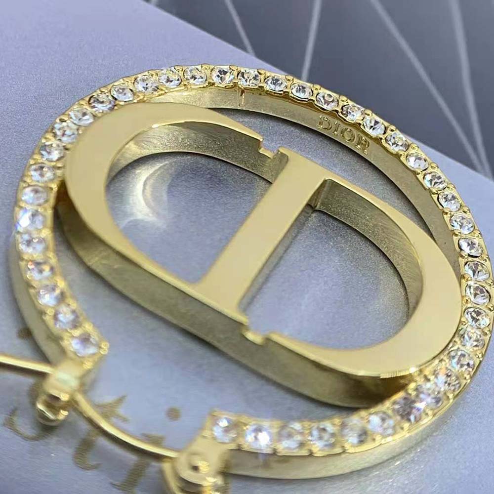 Dior Women 30 Montaigne Earrings Gold-Finish Metal and White Crystals - image 6