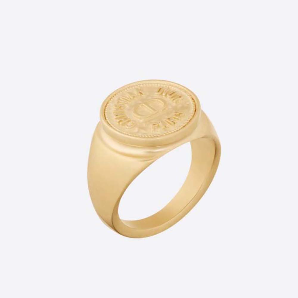Front view of Dior Women 30 Montaigne Ring Gold-Finish Metal