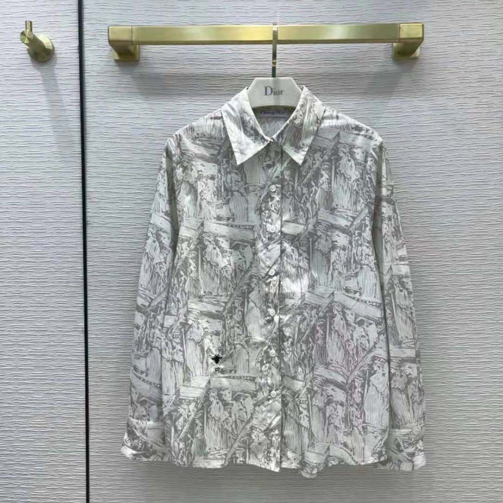 Close-up of D-Cariatides embroidery on Dior Women Blouse