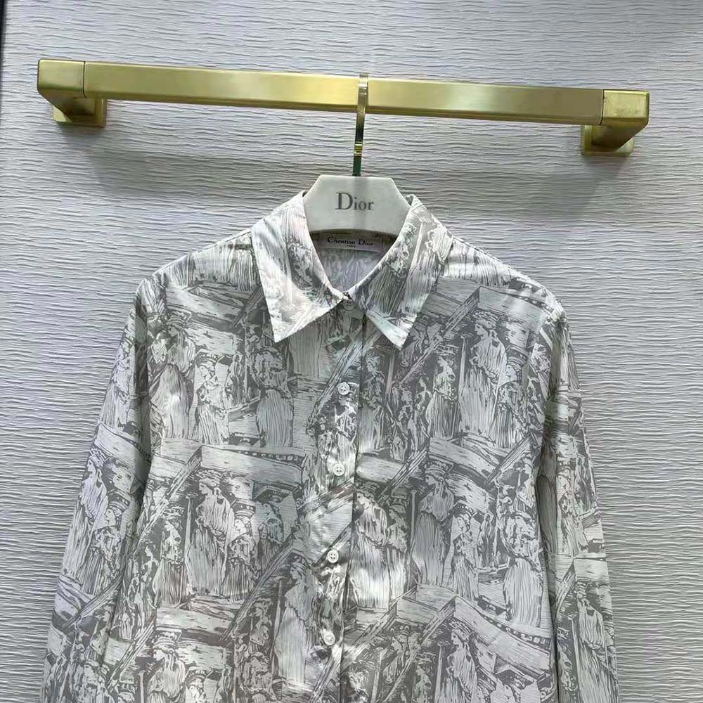 Dior Women Blouse White D-Cariatides Cotton Poplin - image 4