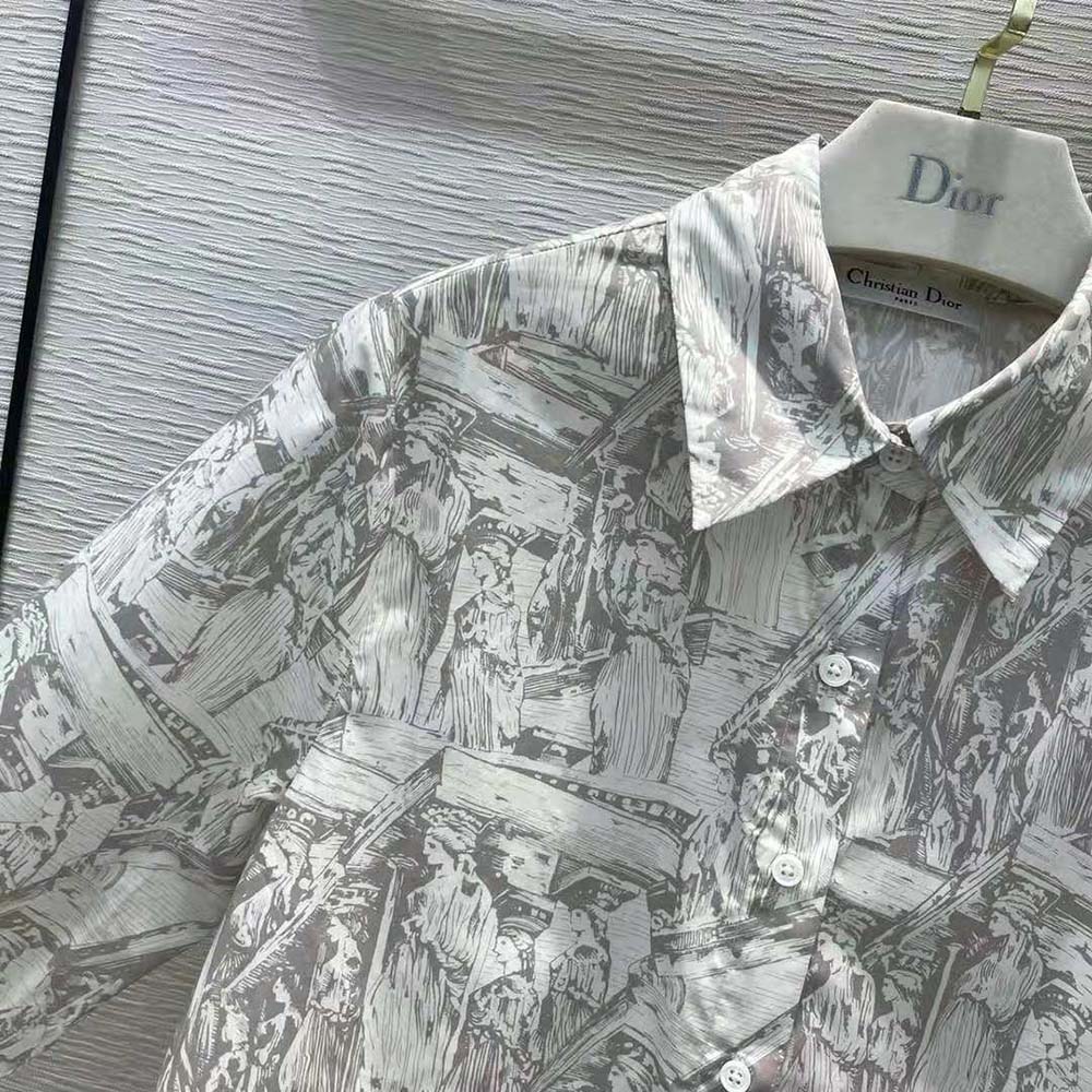 Dior Women Blouse White D-Cariatides Cotton Poplin - image 6