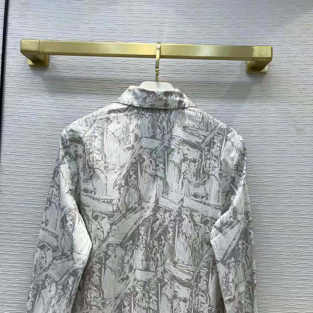 Dior Women Blouse White D-Cariatides Cotton Poplin - image 5