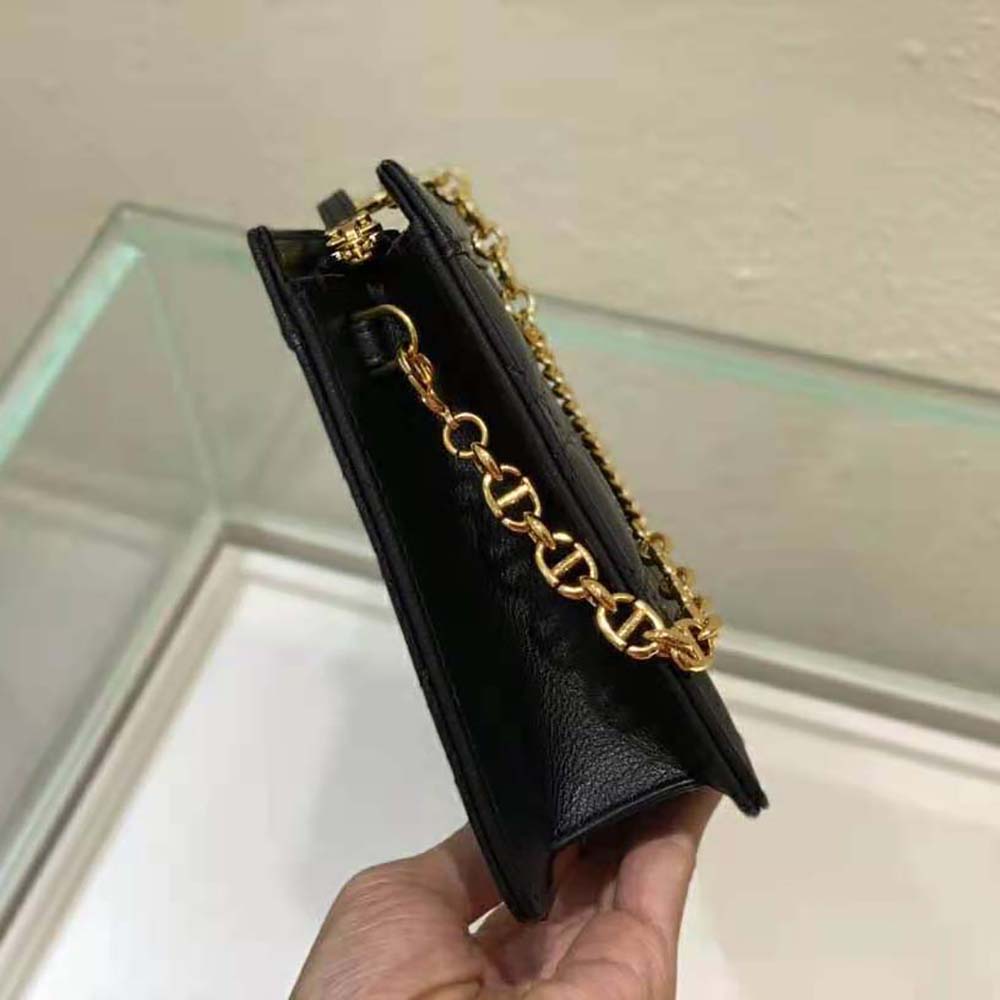 Dior Women Caro Zipped Pouch with Chain Black Supple Cannage Calfskin - image 5