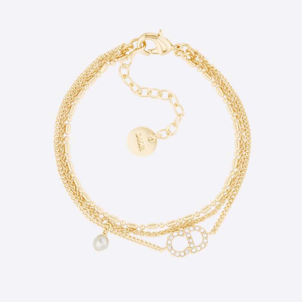 Close-up of Dior Women Clair D Lune Bracelet gold finish and crystals