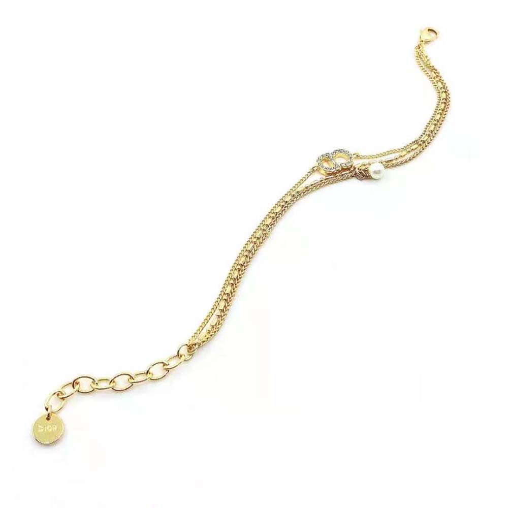 Dior Women Clair D Lune Bracelet Gold-Finish Metal and White Crystals - image 5