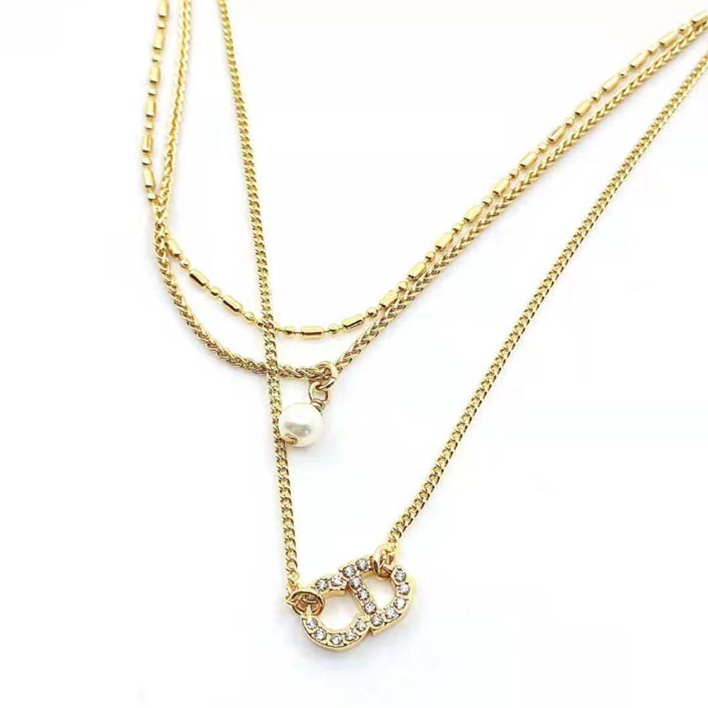 Dior Women Clair D Lune Necklace Gold-Finish Metal and White Crystals - image 5