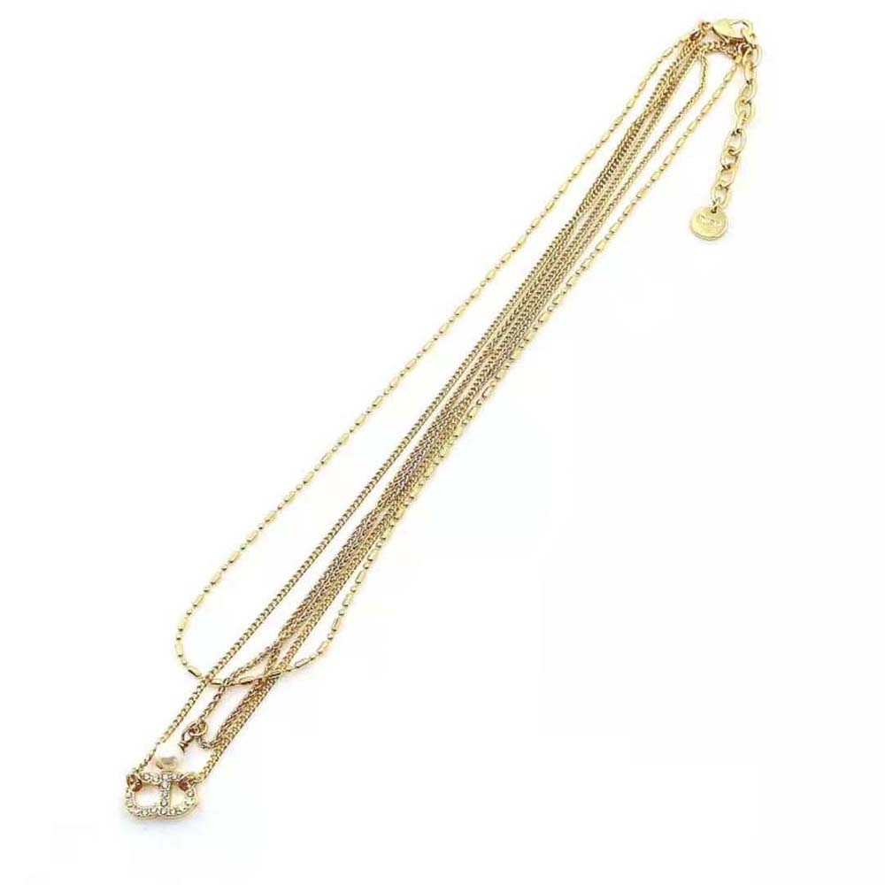 Dior Women Clair D Lune Necklace Gold-Finish Metal and White Crystals - image 4