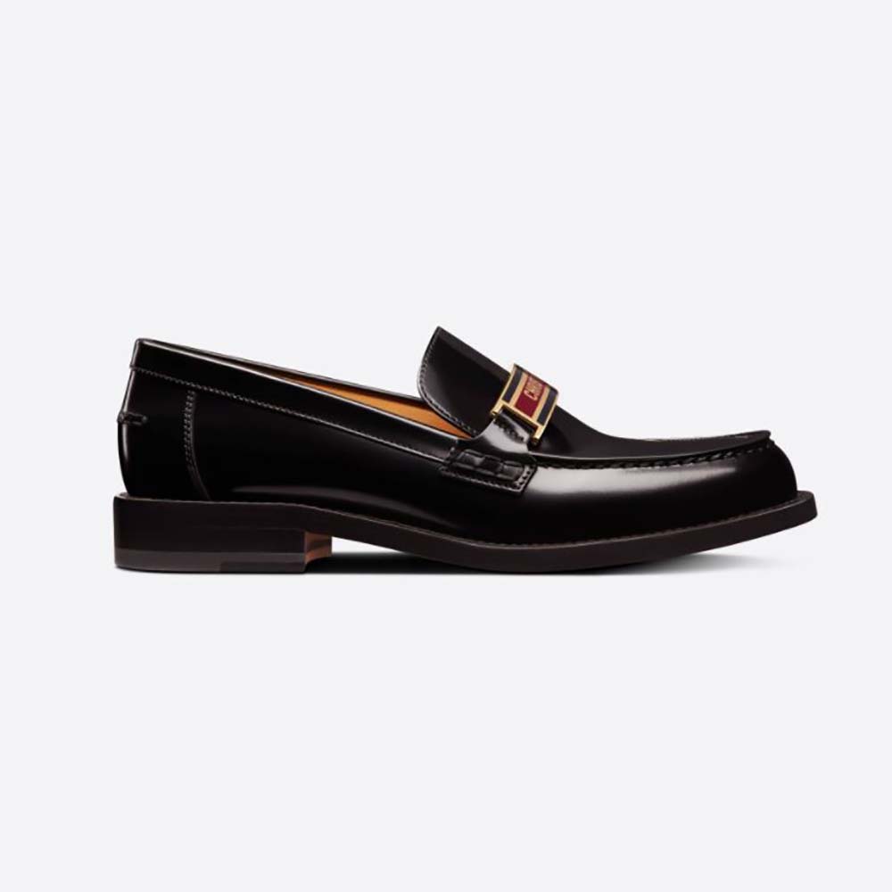 Side profile of Dior Women Code Loafer Black Brushed Calfskin