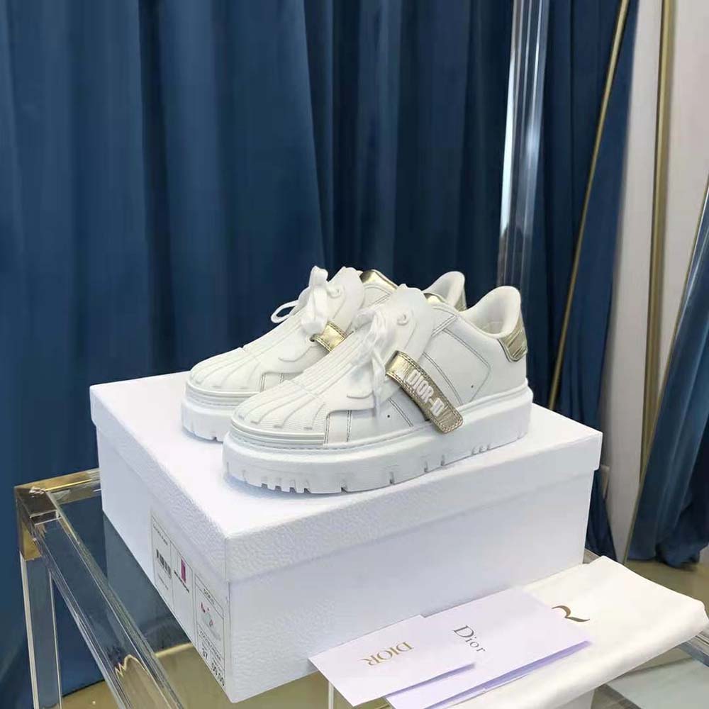 Dior Women Dior-id Sneaker White Calfskin and Gold-Tone Laminate - image 4