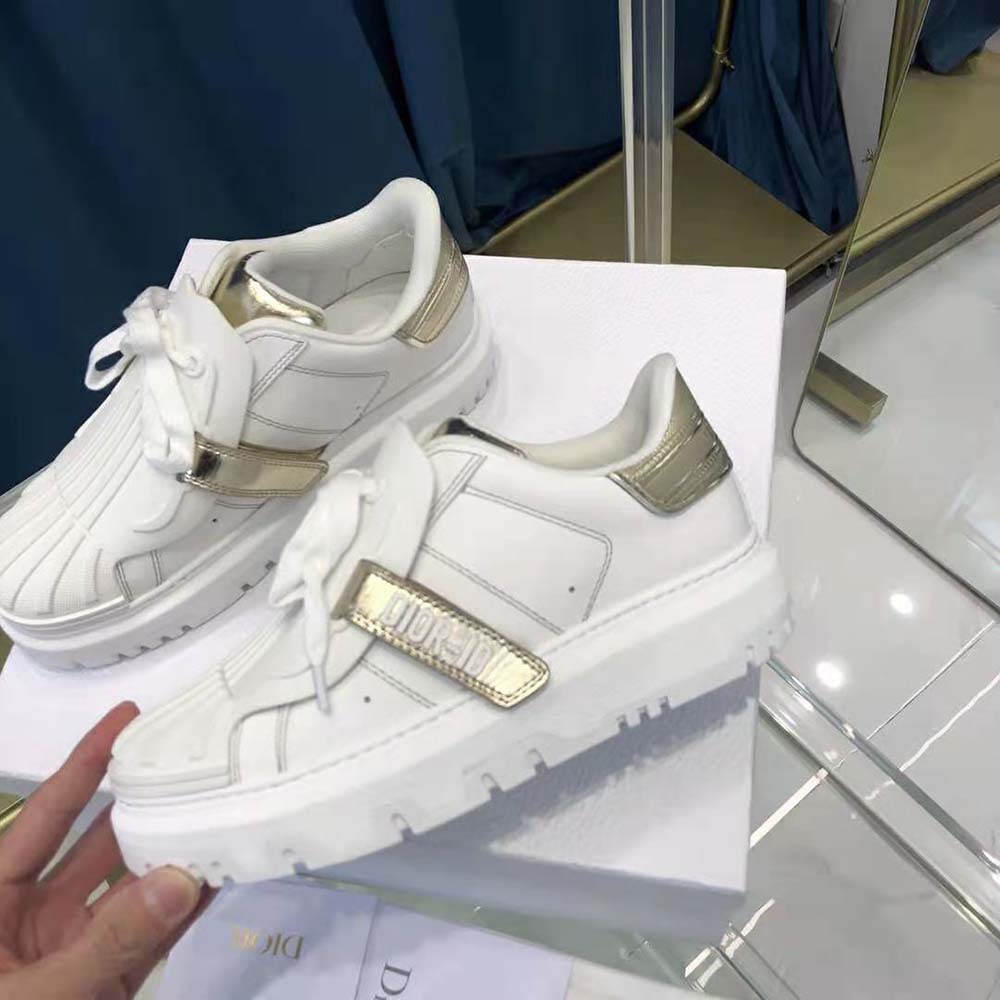 Dior Women Dior-id Sneaker White Calfskin and Gold-Tone Laminate - image 5