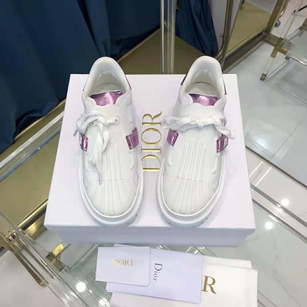 Top view showing lace-up and silver Dior hardware on Dior Women Dior-id Sneaker